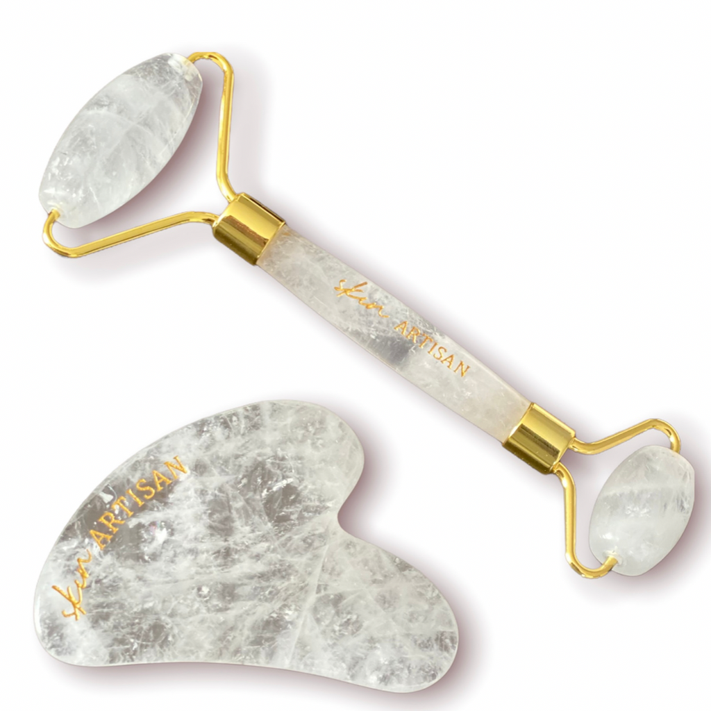 Clear Quartz Face Roller + Gua Sha